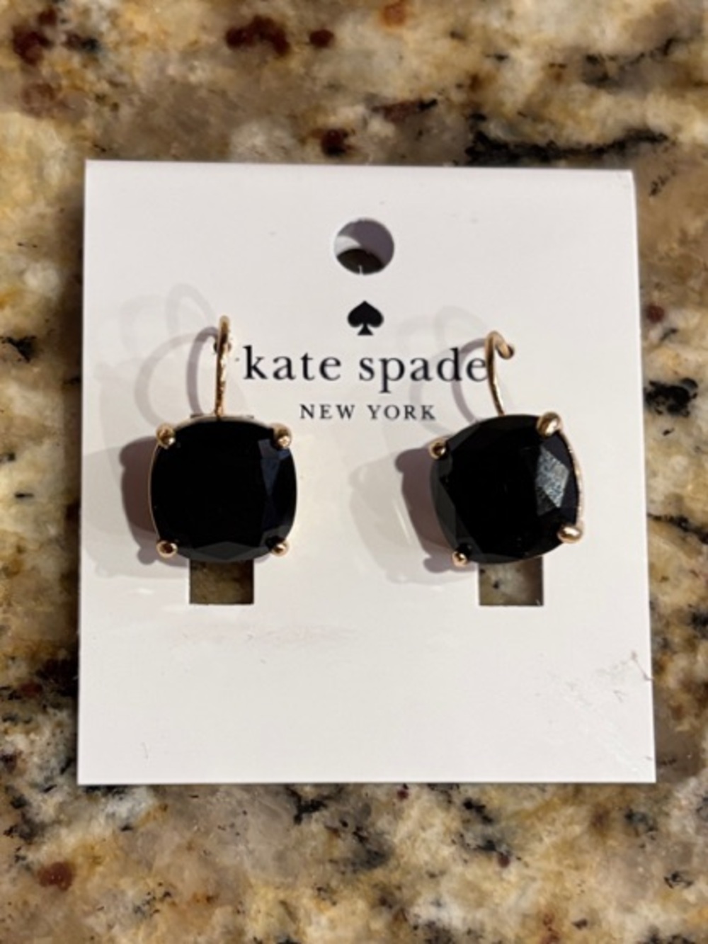 kate spade black and gold square drop earrings